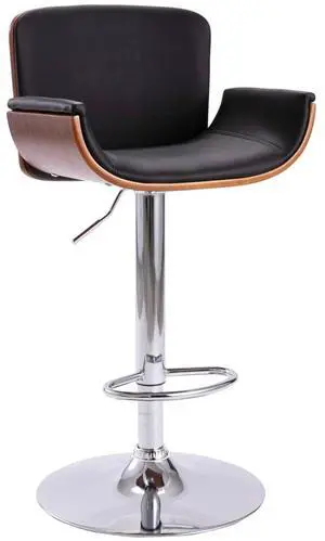 vidaXL Bar Stool Counter Chair with Footrest for Dining Room Black Faux Leather