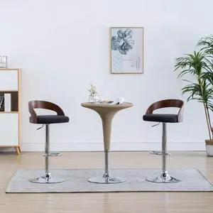 vidaXL Bar Stools Swivel Counter Chair 2 Pcs Dark Gray Fabric and Bentwood
