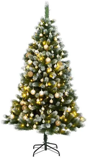 vidaXL Artificial Hinged Christmas Tree 150 LEDs and Ball Set Xmas Decoration