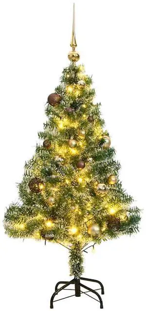 vidaXL Artificial Christmas Tree 150 LEDs&Ball Set&Flocked Snow Xmas Decoration