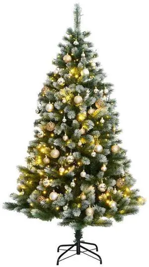 vidaXL Artificial Hinged Christmas Tree 150 LEDs and Ball Set Xmas Decoration