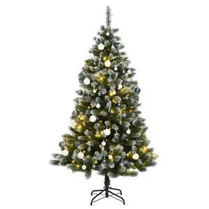 vidaXL Artificial Hinged Christmas Tree 150 LEDs and Ball Set Xmas Decoration