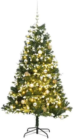 vidaXL Artificial Hinged Christmas Tree 150 LEDs and Ball Set Xmas Decoration