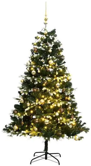 vidaXL Artificial Hinged Christmas Tree 300 LEDs and Ball Set Xmas Decoration