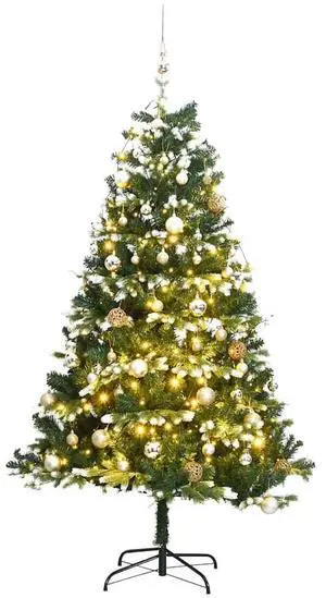 vidaXL Artificial Hinged Christmas Tree 300 LEDs and Ball Set Xmas Decoration