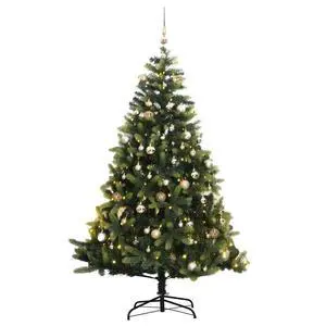 vidaXL Artificial Hinged Christmas Tree 150 LEDs and Ball Set Xmas Decoration