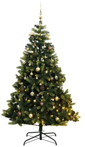 vidaXL Artificial Hinged Christmas Tree 300 LEDs and Ball Set Xmas Decoration