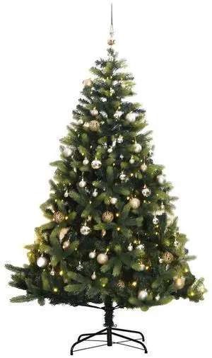 vidaXL Artificial Hinged Christmas Tree 300 LEDs and Ball Set Xmas Decoration