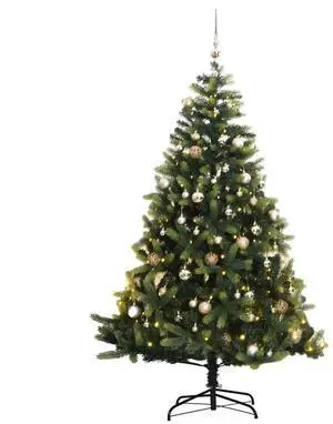 vidaXL Artificial Hinged Christmas Tree 300 LEDs and Ball Set Xmas Decoration