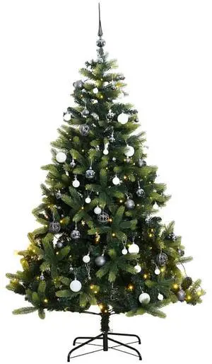 vidaXL Artificial Hinged Christmas Tree 300 LEDs and Ball Set Xmas Decoration