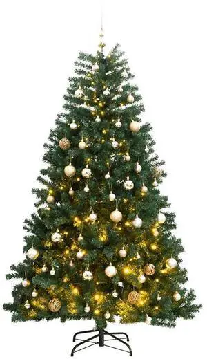 vidaXL Artificial Hinged Christmas Tree 150 LEDs and Ball Set Xmas Decoration