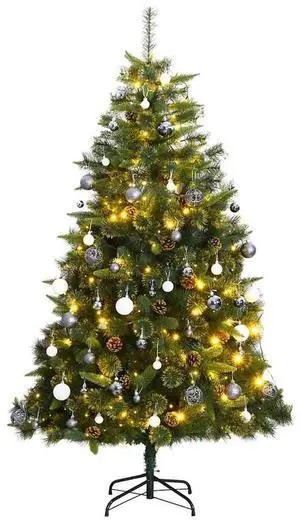 vidaXL Artificial Hinged Christmas Tree 300 LEDs and Ball Set Xmas Decoration