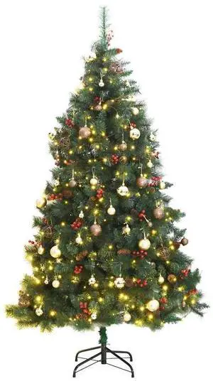 vidaXL Artificial Hinged Christmas Tree 300 LEDs and Ball Set Xmas Decoration