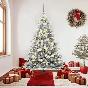 vidaXL Artificial Pre-lit Christmas Tree with Ball Set Green 70.9