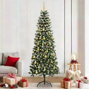 vidaXL Artificial Christmas Tree with 300 LEDs Green 86 x 86 x 210 cm