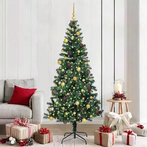 vidaXL Artificial Pre-lit Christmas Tree Green 82.7" PVC and Metal