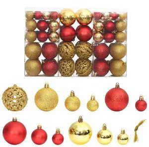 vidaXL Christmas Decoration Hanging Bauble Ornament 100 Pcs Gold and Wine Red