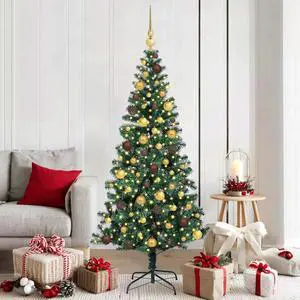 vidaXL Artificial Pre-lit Christmas Tree Green 70.9" PVC and Metal