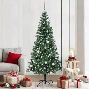 vidaXL Artificial Pre-lit Christmas Tree Green 82.7" PVC and Metal