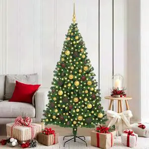 vidaXL Artificial Christmas Tree Green 70.9" PVC and Steel and Plastic