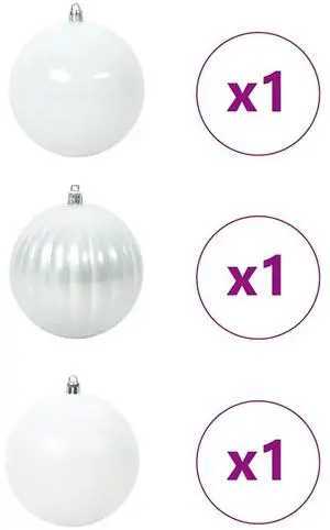 vidaXL Christmas Bauble Set 3 pcs White