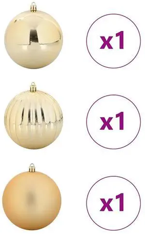 vidaXL Christmas Bauble Set 3 pcs Gold
