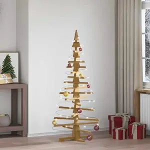 vidaXL Wooden Christmas Tree with Stand Brown 59.1" Solid pine wood