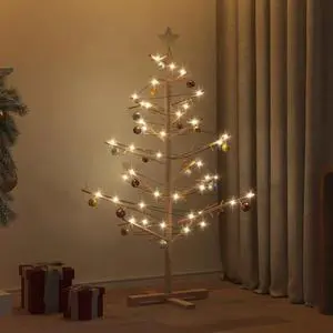 vidaXL Wooden Christmas Tree with Stand Natural 49.2" Solid pine wood