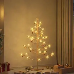 vidaXL Wooden Christmas Tree with Stand Natural 59.1" Solid pine wood