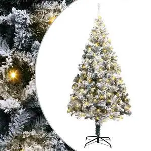 vidaXL Artificial Christmas Tree Green 70.9" PVC and Steel and Plastic