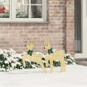 vidaXL LED Reindeers 2 pcs Warm White fabric