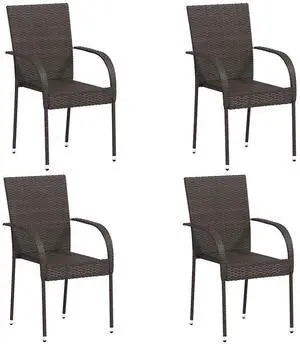 vidaXL Stackable Outdoor Chairs 4 pcs Poly Rattan Brown