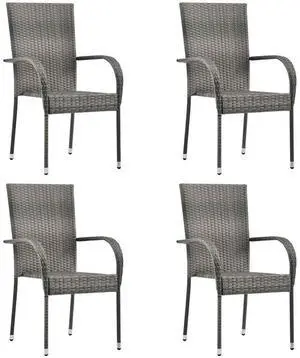 vidaXL Stackable Outdoor Chairs 4 pcs Gray Poly Rattan