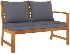 vidaXL Patio Bench Outdoor Sectional Sofa with Cushions Solid Acacia Wood vidaXL Patio Bench Outdoor Sectional Sofa with Cushions Solid Acacia Wood