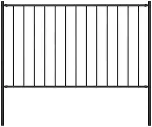 vidaXL Fence Panel with Posts Powder-coated Steel 5.9 ft x 2.5 ft Black