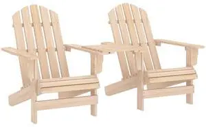 vidaXL Patio Adirondack Chairs with Tea Table Solid Fir Wood