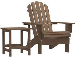 vidaXL Patio Adirondack Chair with Table Solid Fir Wood Brown