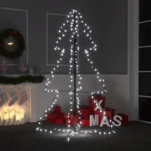 vidaXL Christmas Cone Tree Artificial Xmas Tree with LEDs Christmas Lighting