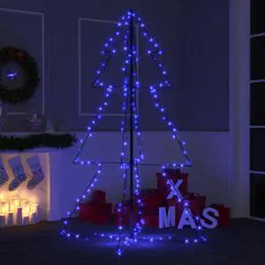 vidaXL Christmas Cone Tree Artificial Xmas Tree with LEDs Christmas Lighting