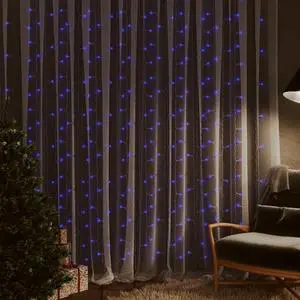 vidaXL LED Curtain Fairy Lights 1.2"x1.2" 300 LED Blue 8 Function