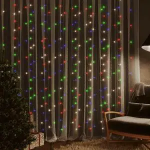 vidaXL LED Curtain Fairy Lights 1.2"x1.2" 300 LED Colorful 8 Function