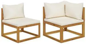vidaXL Sofa Set 2 Piece Outdoor Sectional Sofa with Cushions Solid Acacia Wood