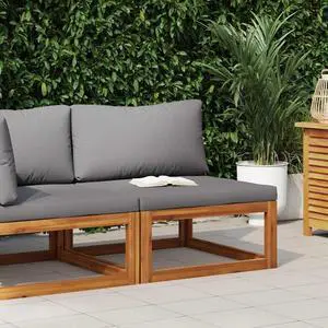vidaXL Middle Sofa Sectional Sofa with Cushions Furniture Set Solid Acacia Wood