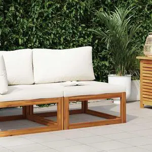 vidaXL Sectional Sofa with Cushions Outdoor Furniture Set Solid Acacia Wood