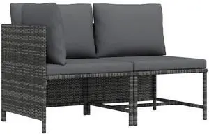 vidaXL 2 Piece Patio Sofa Set with Cushions Gray Poly Rattan