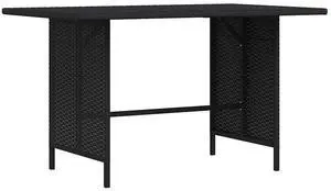 vidaXL Patio Dining Table Garden Outdoor Dinner Furniture Black Poly Rattan