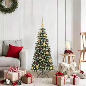vidaXL Artificial Christmas Tree with 150 LEDs Green 55 x 55 x 120 cm