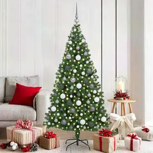 vidaXL Artificial Christmas Tree Green 70.9" PVC and Steel and Plastic