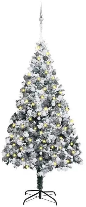 vidaXL Artificial Christmas Tree Green 70.9" PVC and Steel and Plastic