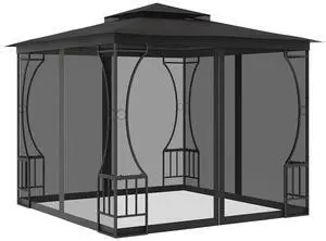 vidaXL Gazebo with Nets 9.8'x9.8'x8.7' Anthracite